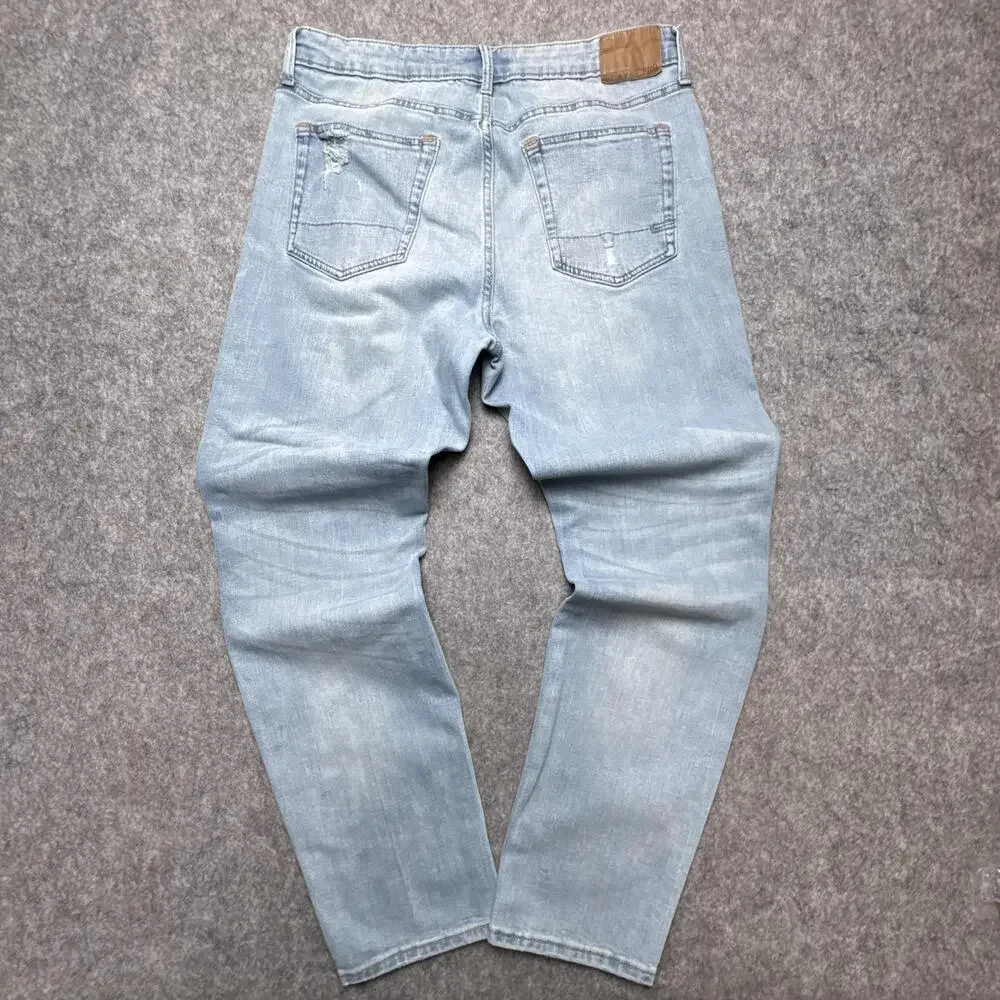 Aeropostale Jeans Mens 36x30 Blue Light Wash Skinny Distressed Denim Pants
